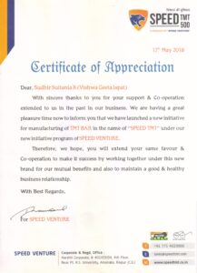 certificate of appreciation