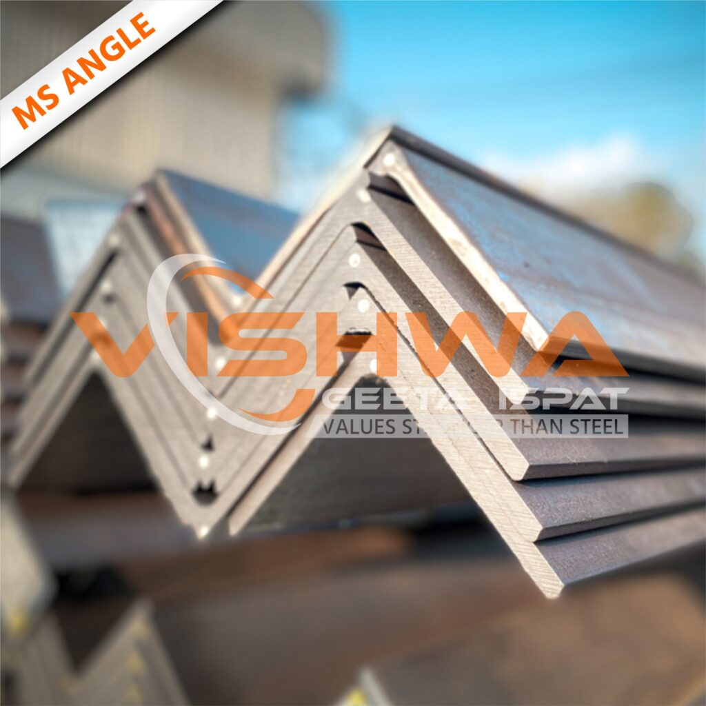 MS angle supplied by Vishwa Geeta Ispat, trusted steel supplier in India with 65 years of steel trading experience