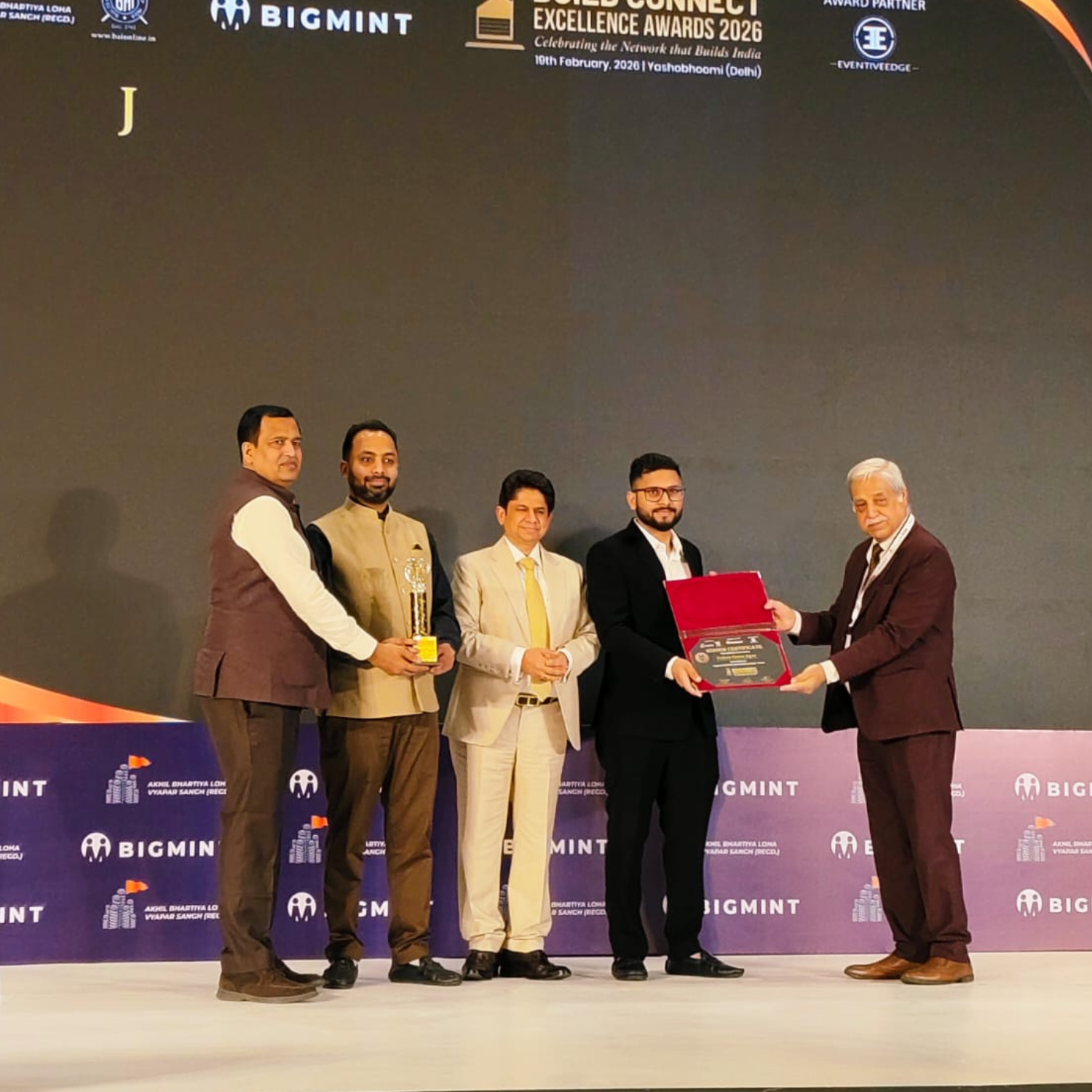 Build Connect Excellence Awards 2026 stage photo – Regional Steel Distributor Excellence Award Central