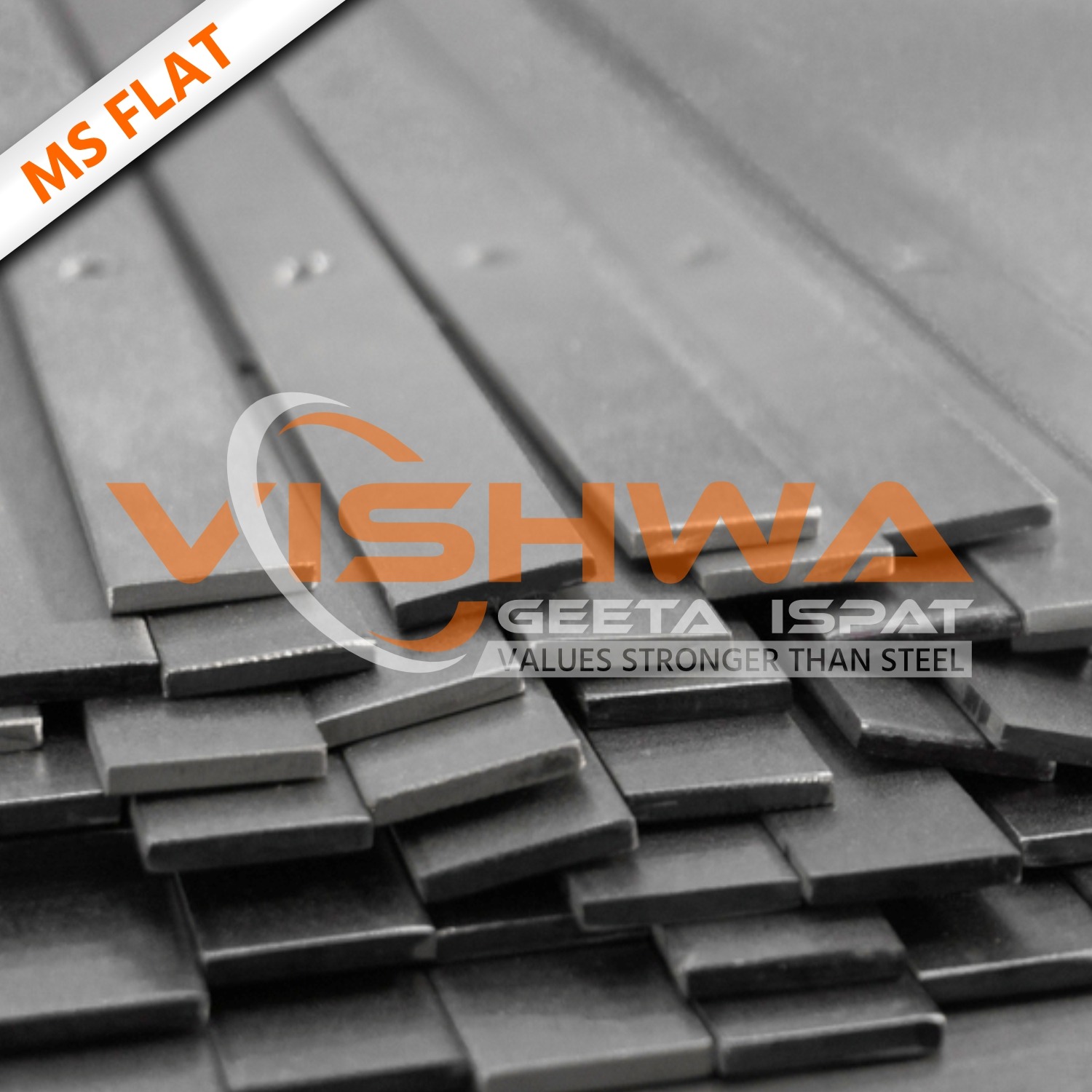 MS Flat bars stacked in bundles used for fabrication and construction