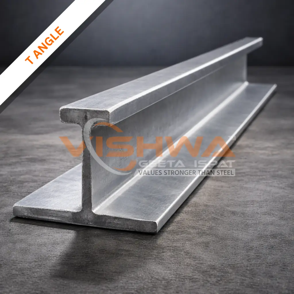 Single T Angle steel section placed on a dark textured surface under soft studio lighting, showing the T-shaped profile clearly.
