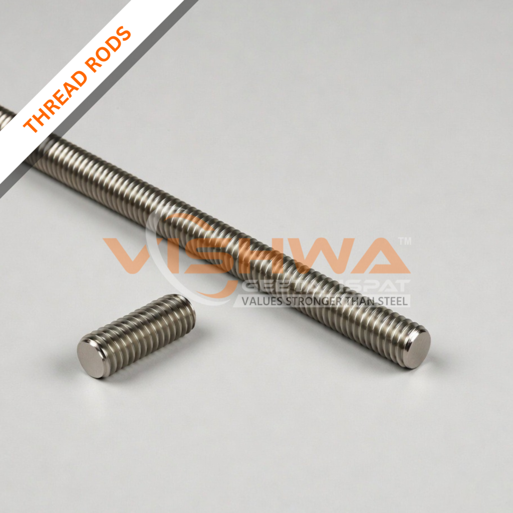 Threaded rods supplied by Vishwa Geeta Ispat, trusted steel supplier in India with 65 years of steel trading experience