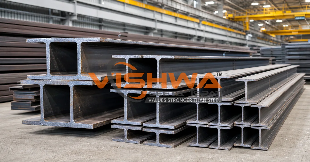 I beam dimensions image showing steel beam profile and measuring tools